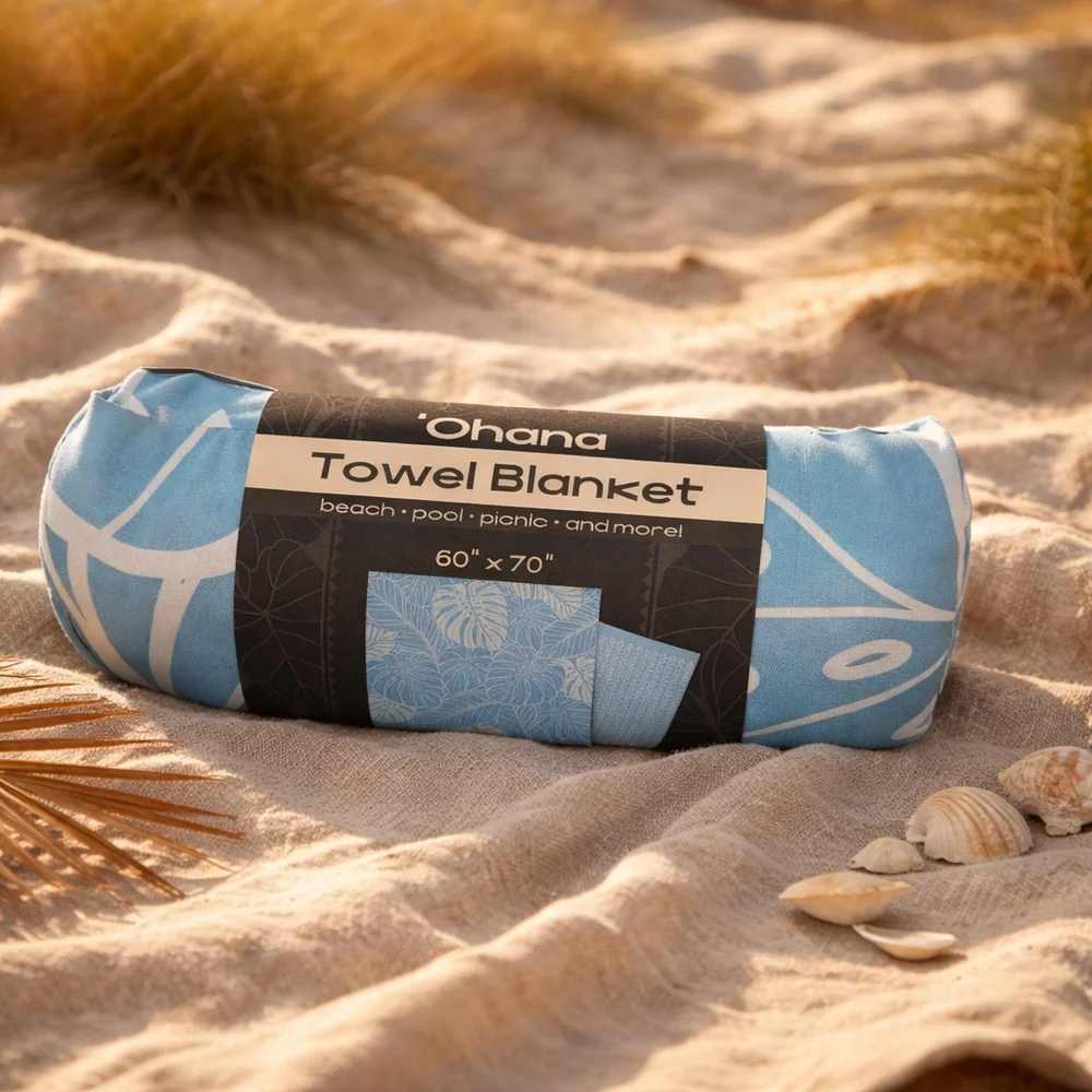 Ohana Blue Beach Towel Blanket